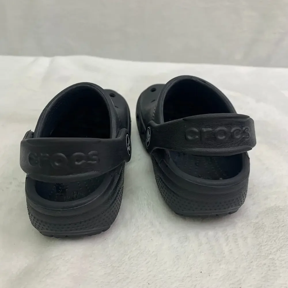 Crocs Childrens Sz 7 Black Clogs Water Rubber Shoes Casual Beach Outdoors